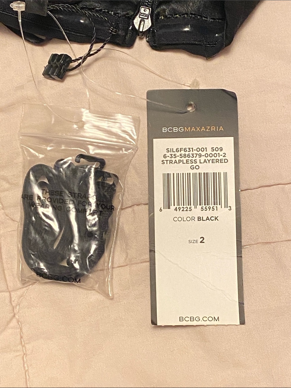 BCBGMaxAzria Black Silk Strapless Tiered Maxi Dress - Picture 3 of 7